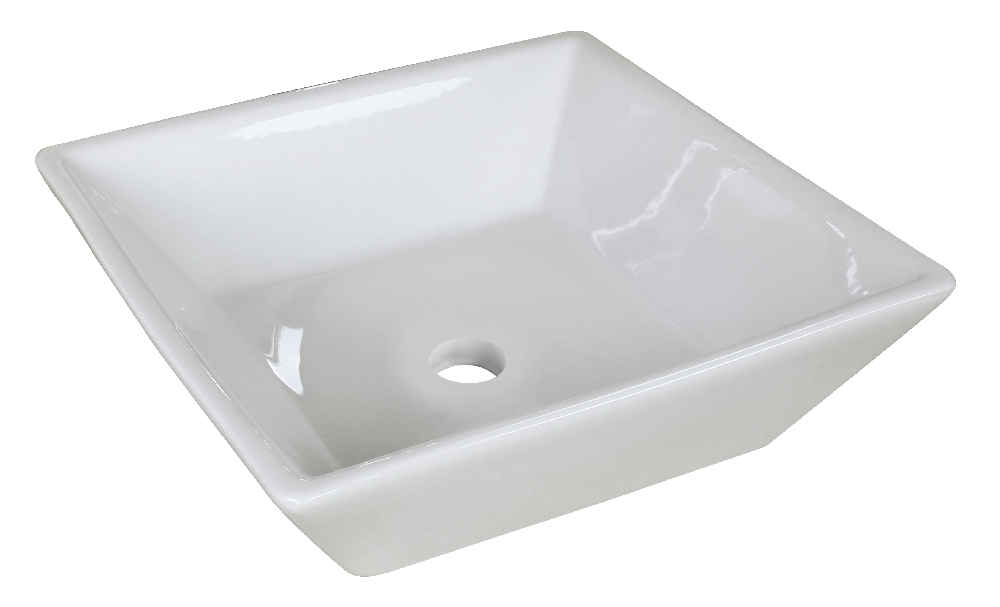 15.75 x 15.75 in White Square Ceramic Bathroom Vessel Sink, CSA Certified