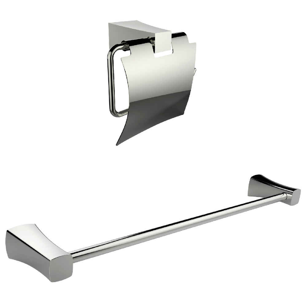 24.67 x 3.74 in Chrome Rectangle Stainless Steel Bathroom Accessory Set