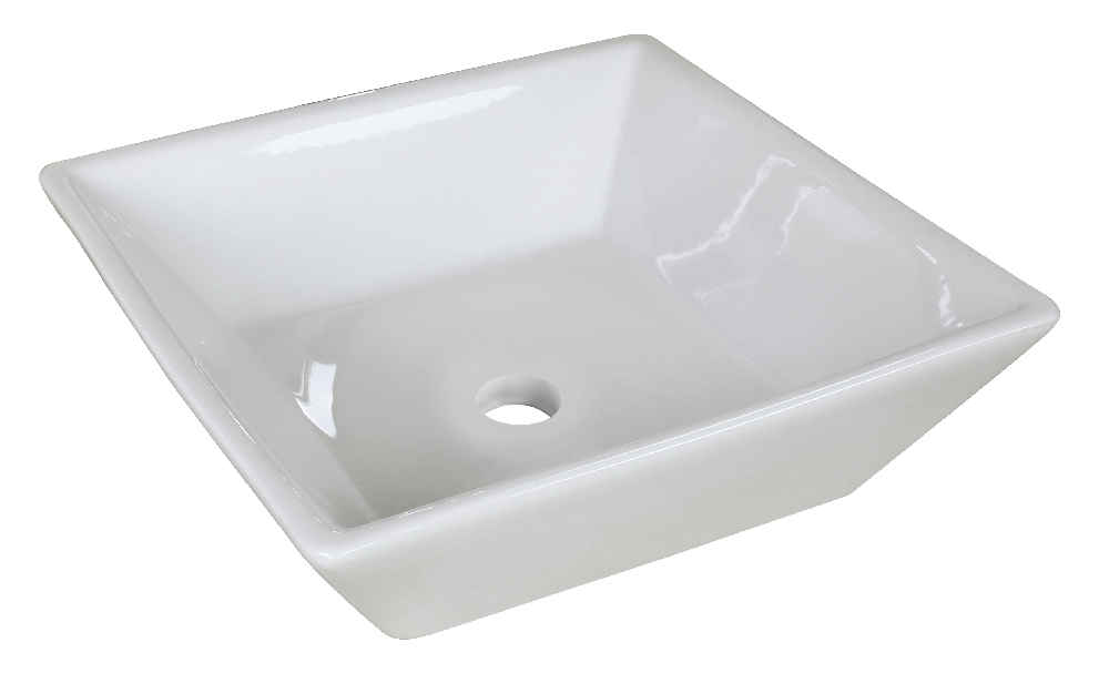 15.75 x 15.75 in White Square Ceramic Bathroom Vessel Sink, CSA Certified