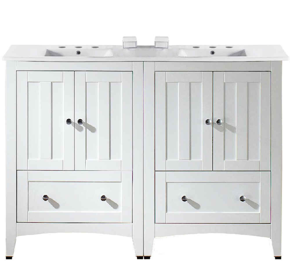 48 x 18.25 in White Rectangle Plywood-Veneer Vanity Set