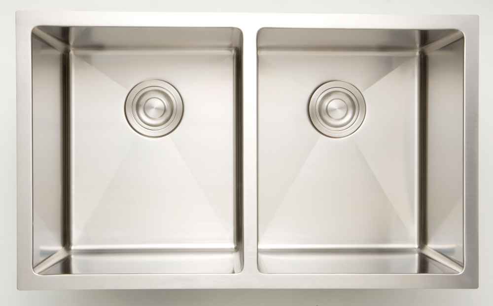 33 x 18 in Stainless Steel Rectangle 18 Gauge Double Bowl Undermount Kitchen Sink, CSA Certified