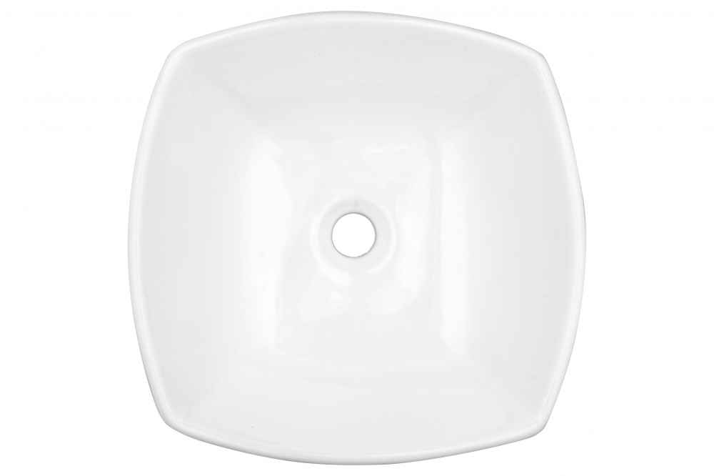 16.5 x 16.5 in White Square Ceramic Bathroom Vessel Sink, CUPC Certified