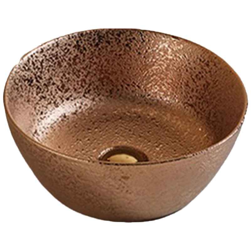 14.09 x 14.09 in Oil Rubbed Bronze Round Ceramic Bathroom Vessel Sink