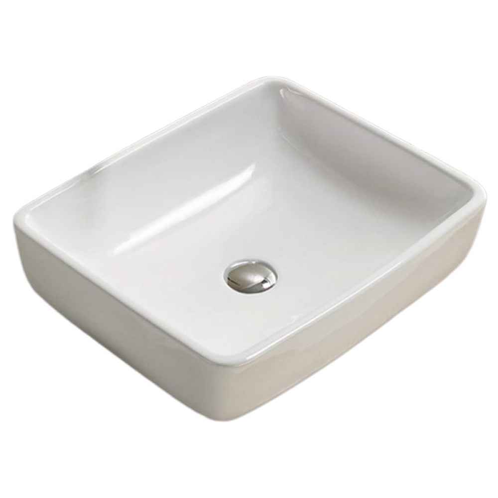 18.7 x 15.4 in White Rectangle Ceramic Bathroom Vessel Sink