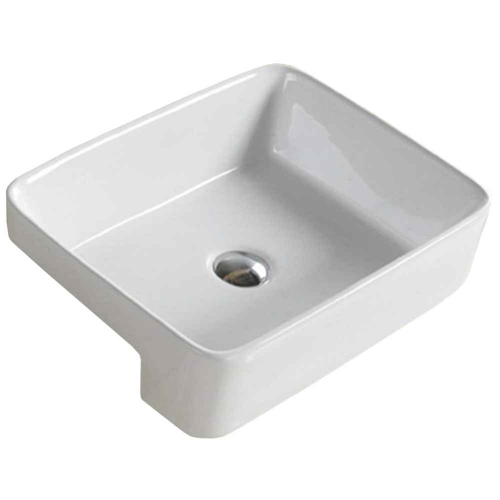 23.6 x 13.4 in White Rectangle Ceramic Bathroom Vessel Sink