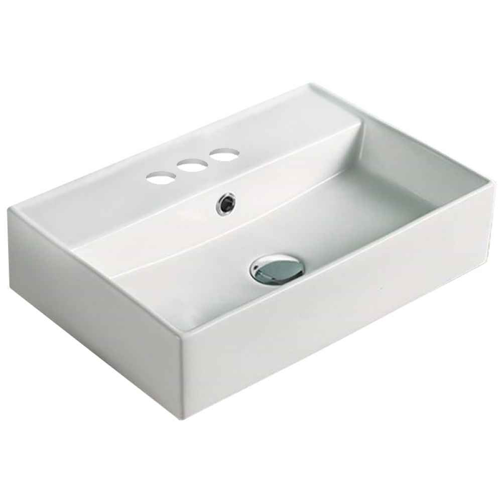 19.7 x 13.8 in White Rectangle Ceramic Bathroom Vessel Sink