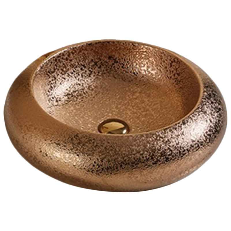 19.3 x 19.3 in Oil Rubbed Bronze Round Ceramic Bathroom Vessel Sink