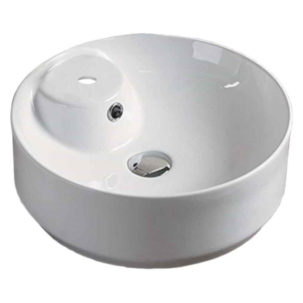 16.5 x 16.5 in White Round Ceramic Bathroom Vessel Sink