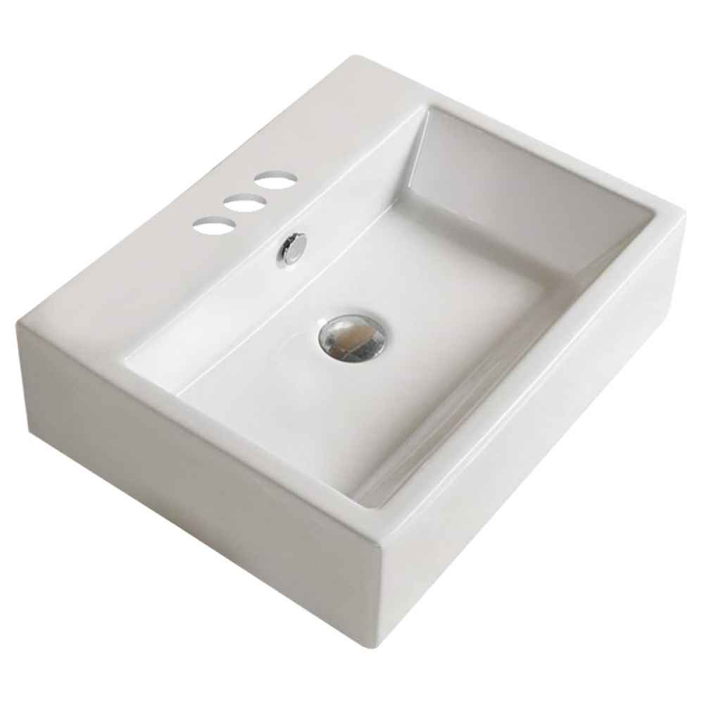 20.9 x 16.5 in White Rectangle Ceramic Bathroom Vessel Sink
