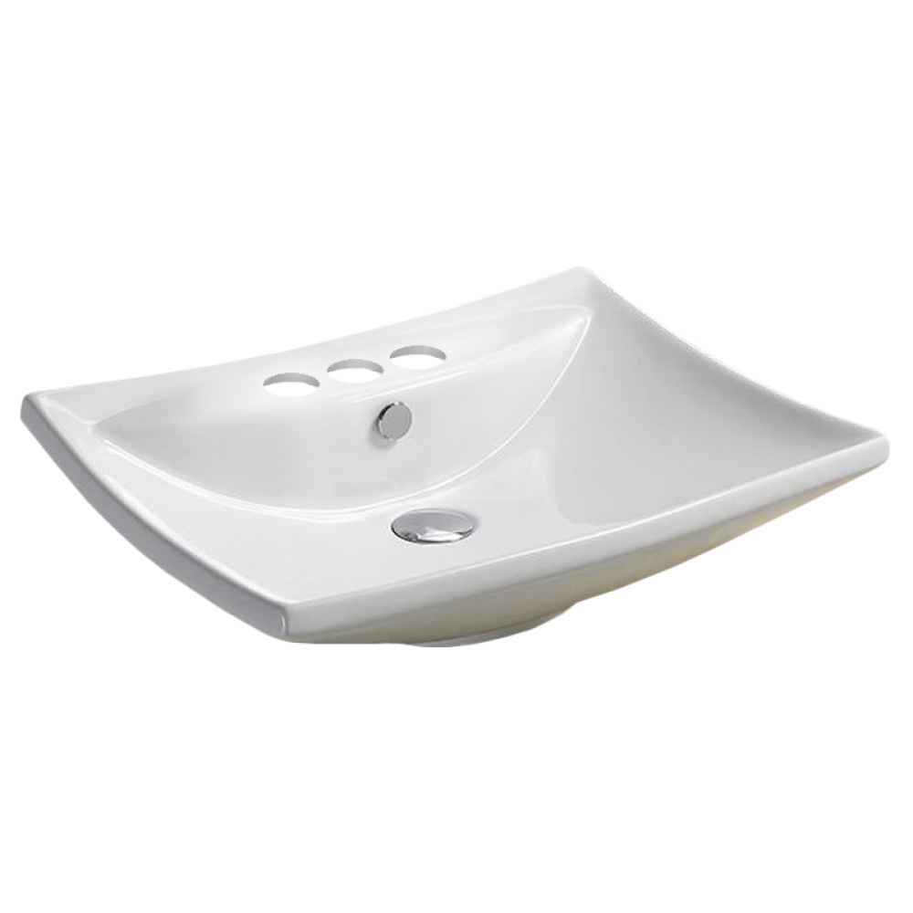 23.8 x 17.9 in White Rectangle Ceramic Bathroom Vessel Sink