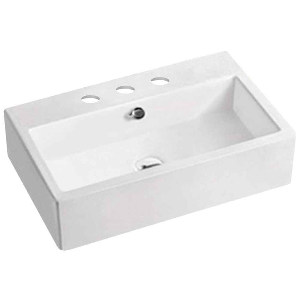 23.6 x 17.7 in White Rectangle Ceramic Bathroom Vessel Sink