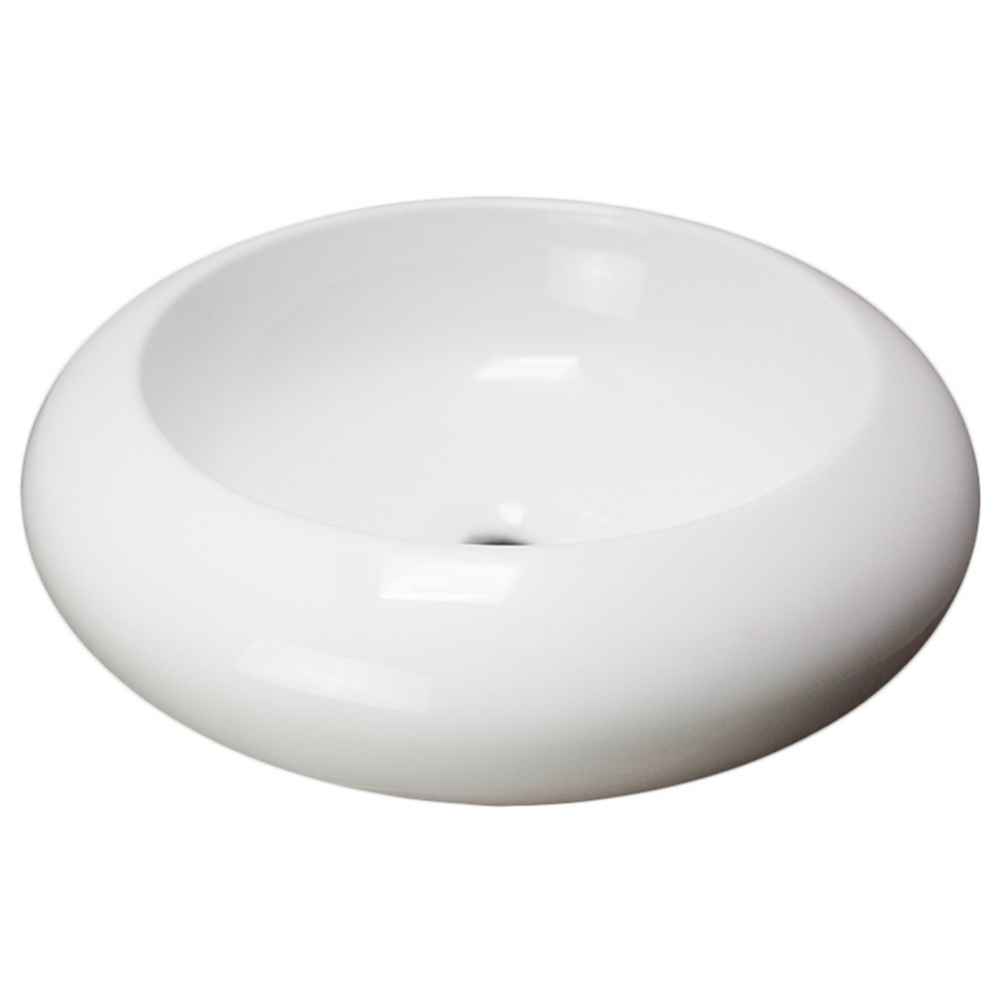 19.3 x 19.3 in White Round Ceramic Bathroom Vessel Sink