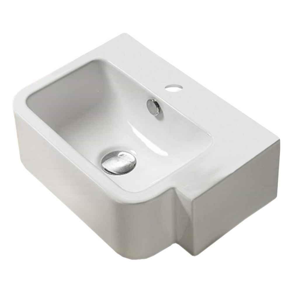17.5 x 12.6 in White Rectangle Ceramic Bathroom Vessel Sink