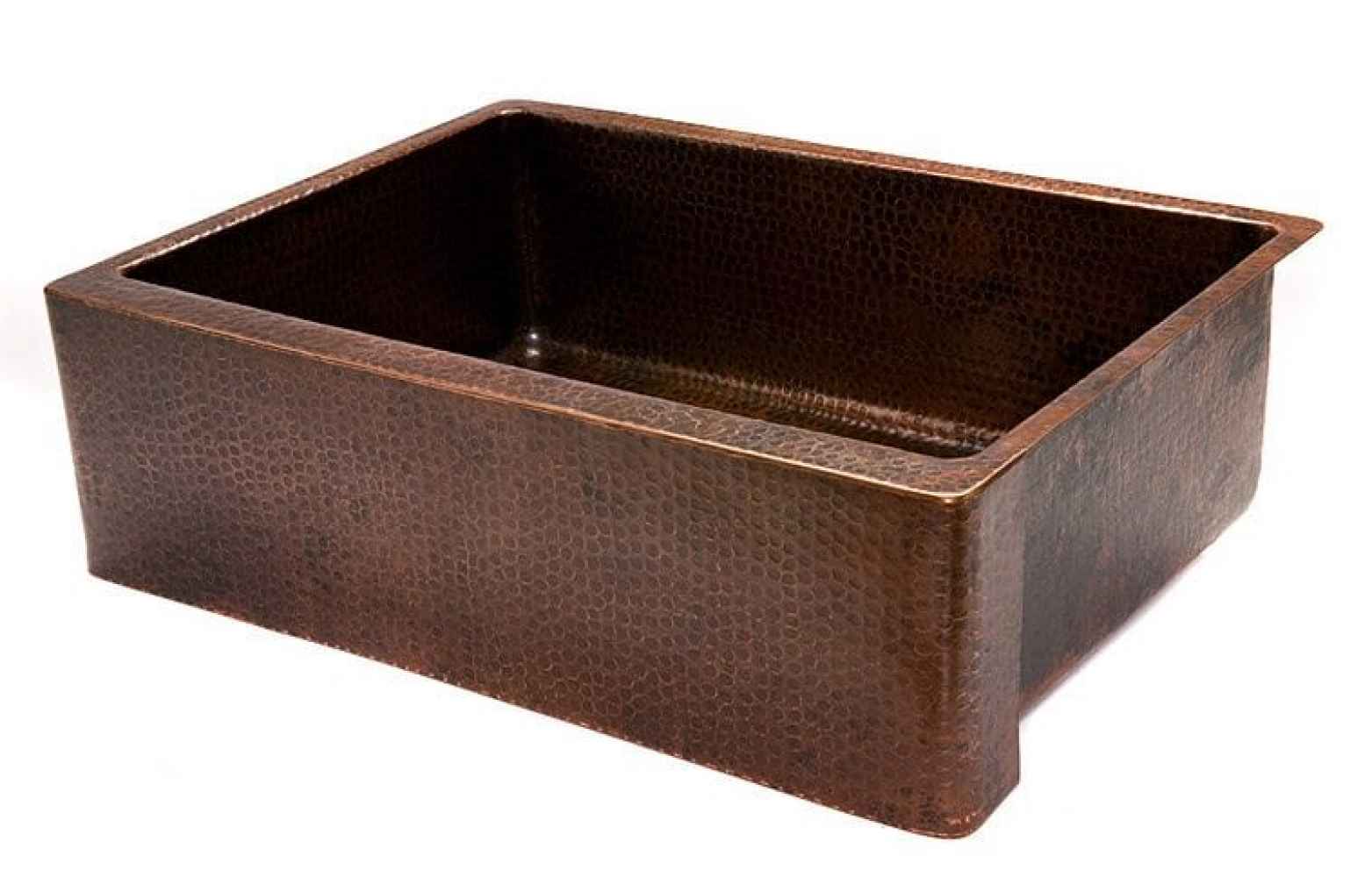 30 x 19 in Copper Rectangle 16 Gauge Single Bowl Farmhouse Apron Front Kitchen Sink