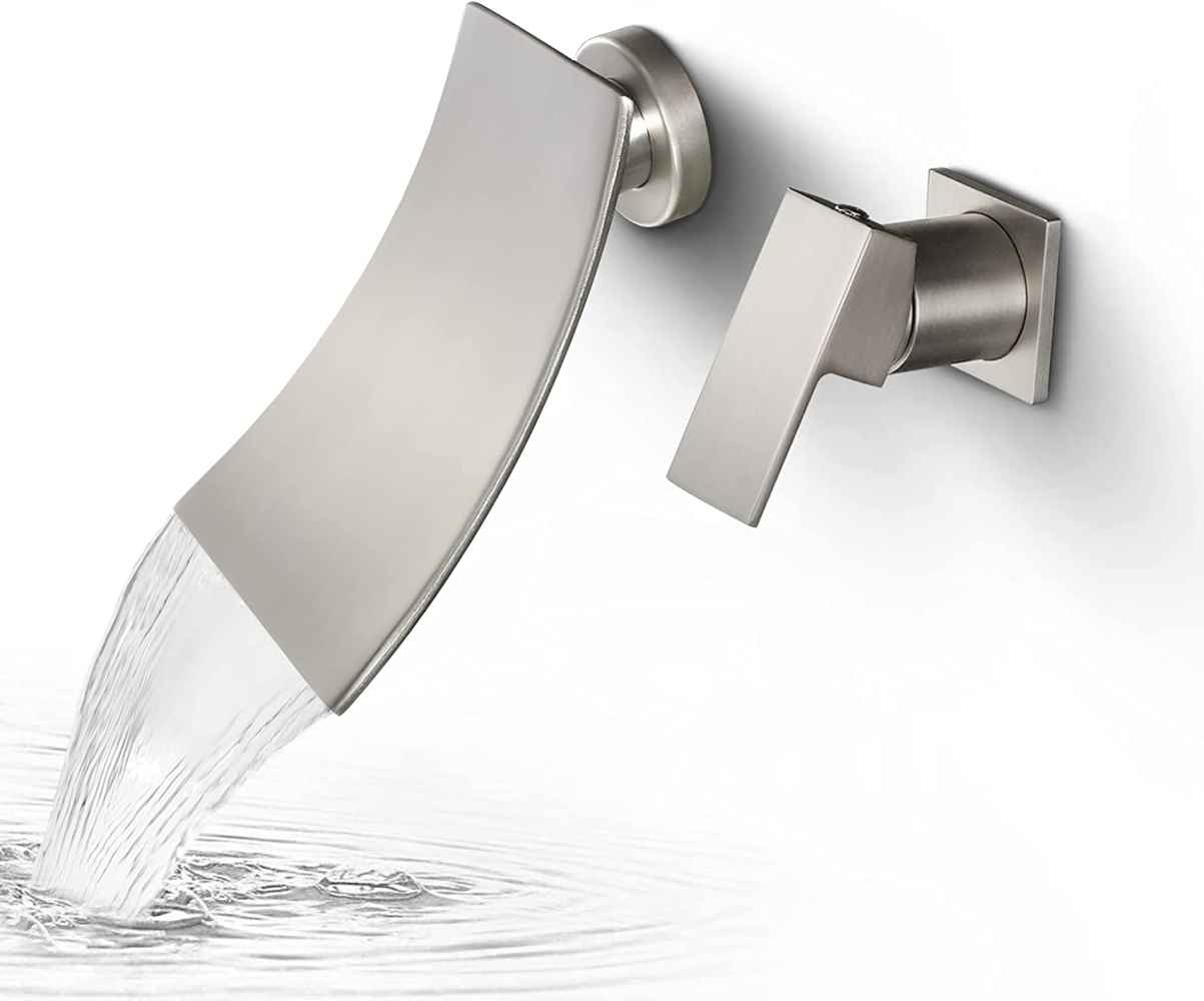 Brushed Nickel Square Brass Bathroom Sink Faucet