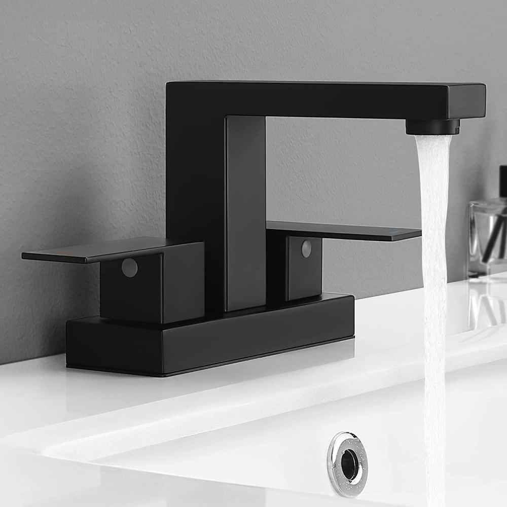 Black Square Stainless Steel Bathroom Sink Faucet