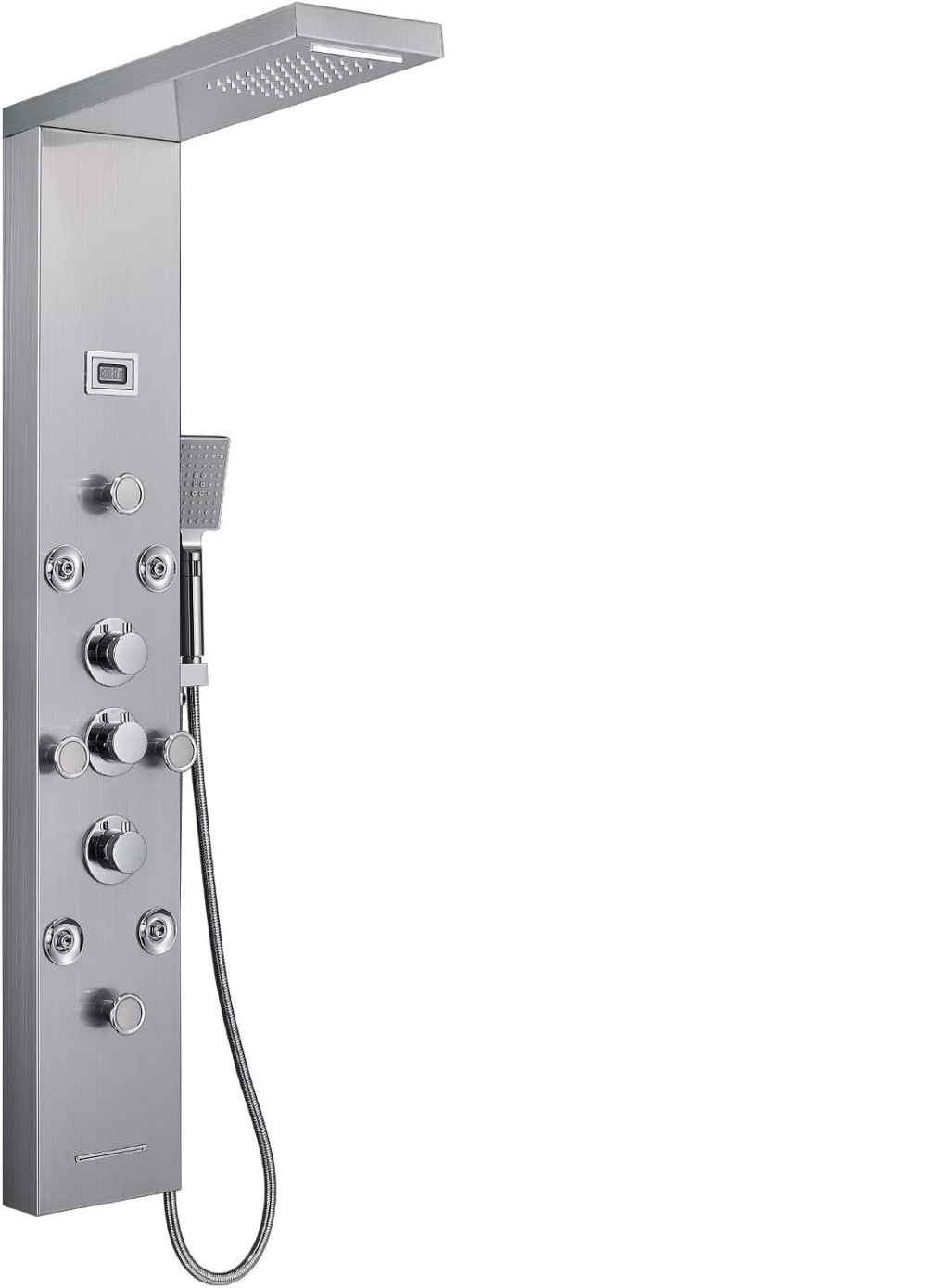 10.5 x 53 in Silver Rectangle Stainless Steel-Brass Shower Panel