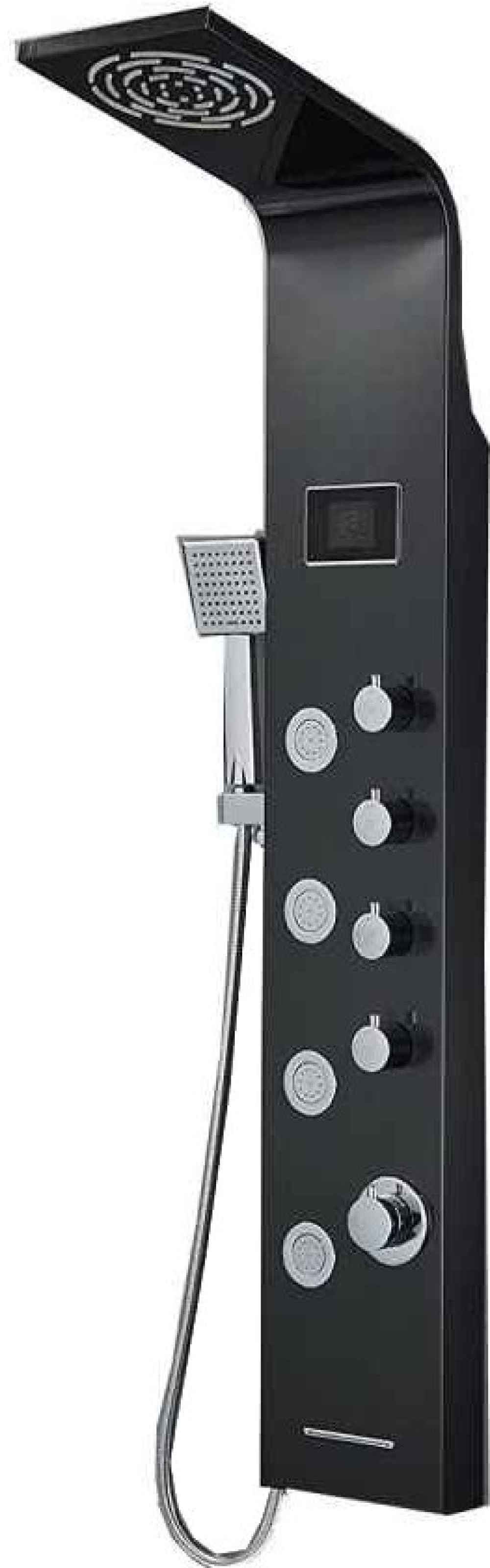 7.8 x 50 in Black-Chrome Rectangle Stainless Steel Shower Panel