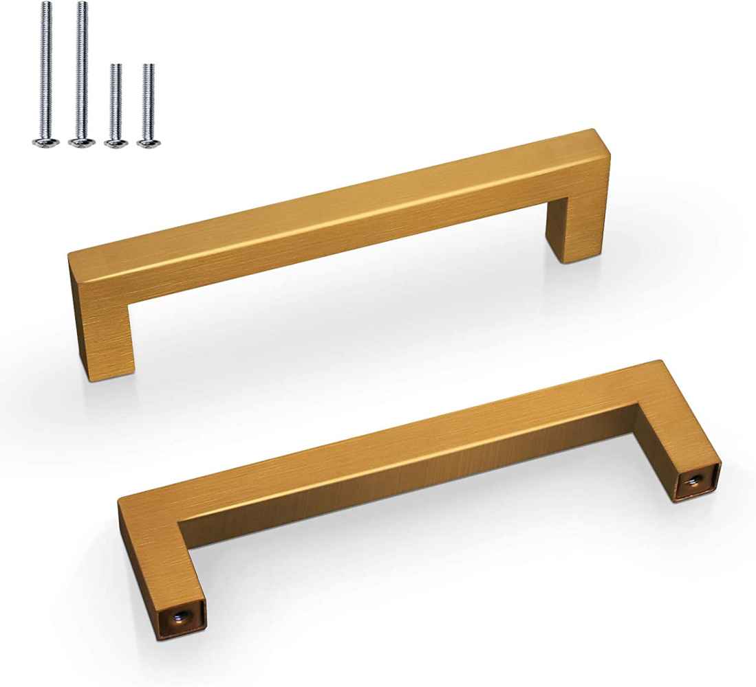 5.5 x 1.4 in Gold Rectangle Stainless Steel Cabinet Handle