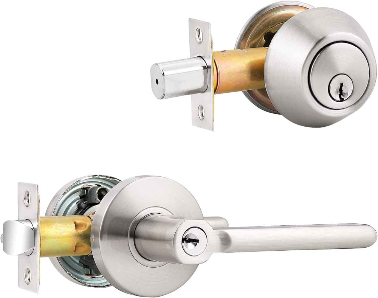 4 in Brushed Nickel L Shape Stainless Steel Door Lock
