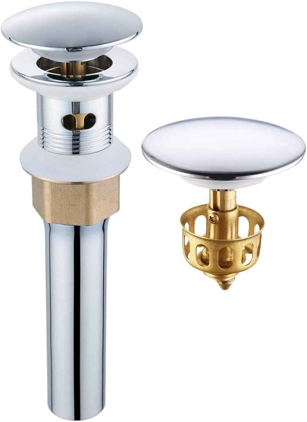 2.59 x 2.59 in Chrome Round Stainless Steel Bathroom Sink Drain