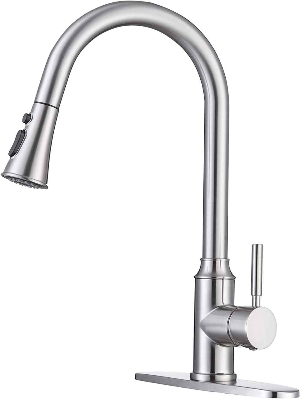 Brushed Nickel Curved Stainless Steel Kitchen Sink Faucet