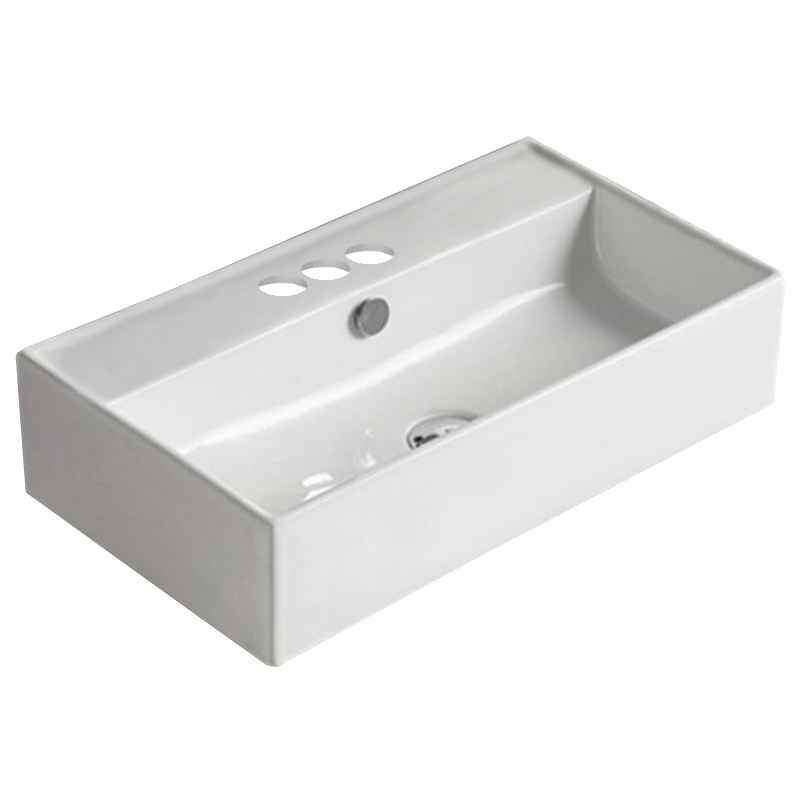 21.7 x 12.6 in White Rectangle Ceramic Bathroom Vessel Sink