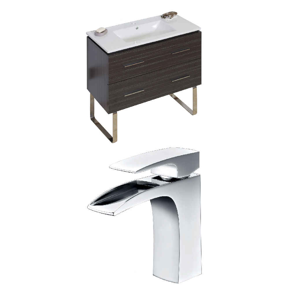 35.5 x 18.25 in Dawn Grey Rectangle Plywood-Melamine Vanity Set