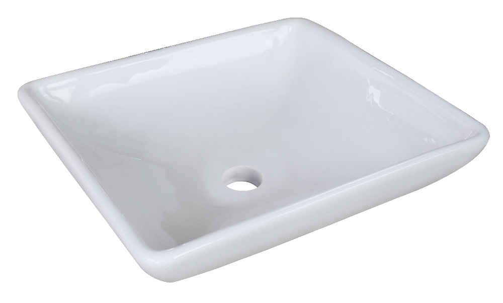 15.75 x 15.75 in White Square Ceramic Bathroom Vessel Sink