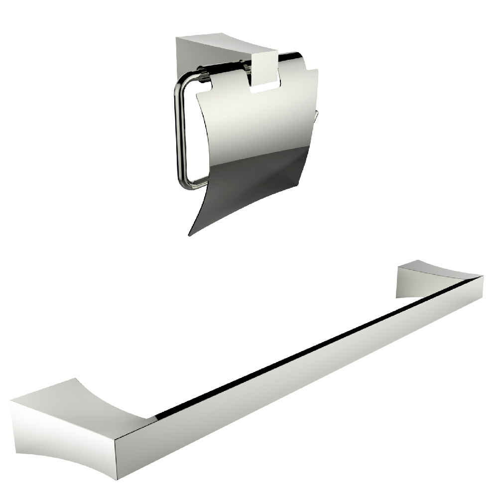 24.37 x 3.59 in Chrome Rectangle Stainless Steel Bathroom Accessory Set