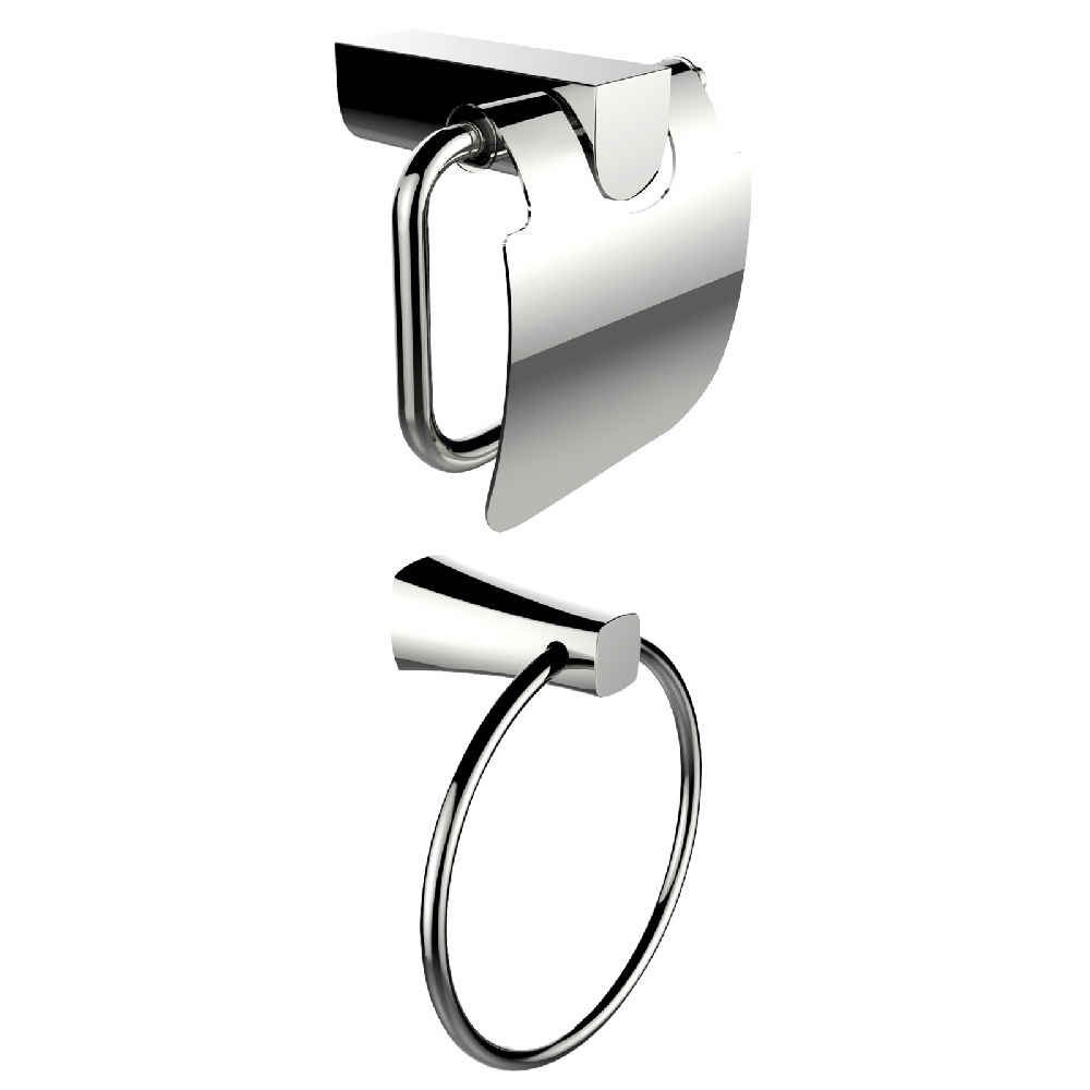 7.09 x 3.89 in Chrome Rectangle Stainless Steel Bathroom Accessory Set