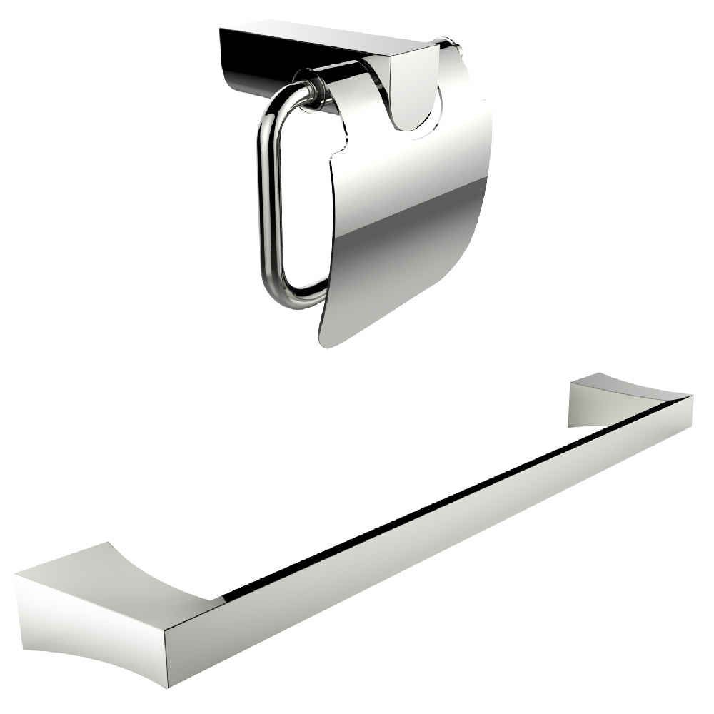 24.37 x 3.89 in Chrome Rectangle Stainless Steel Bathroom Accessory Set