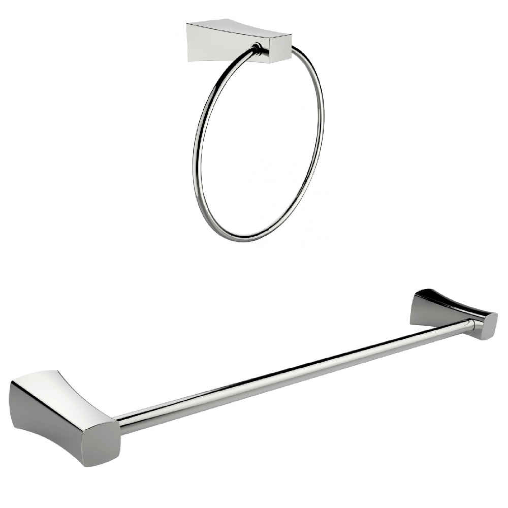 24.67 x 3.74 in Chrome Round Stainless Steel Bathroom Accessory Set