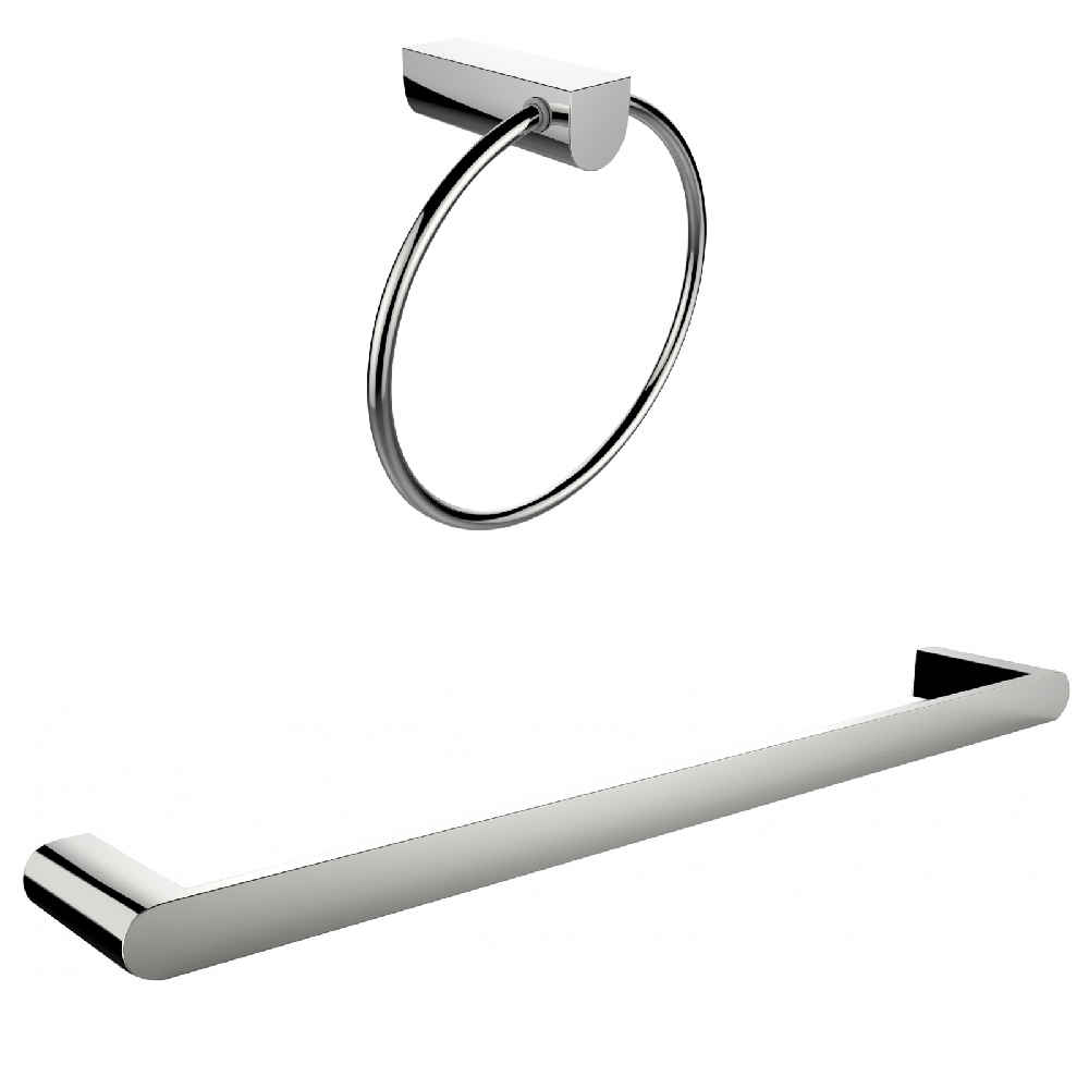 23.66 x 3.78 in Chrome Round Stainless Steel Bathroom Accessory Set
