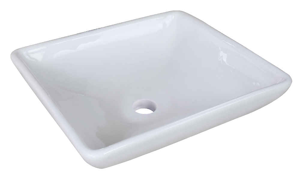 15.75 x 15.75 in White Square Ceramic Bathroom Vessel Sink
