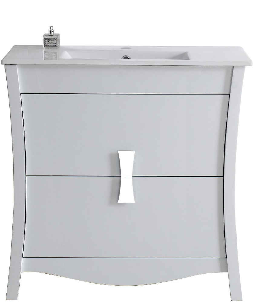 35.5 x 18.25 in White Rectangle Birch Wood-Veneer Vanity Set
