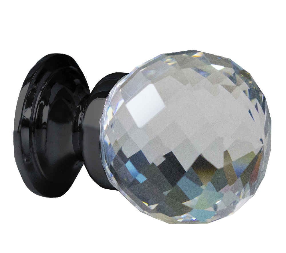 1.25 x 1.25 in Black Round Stainless Steel Cabinet Knob