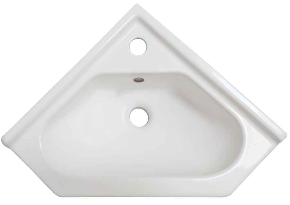 21.5 x 15.25 in White Corner Ceramic Bathroom Vessel Sink