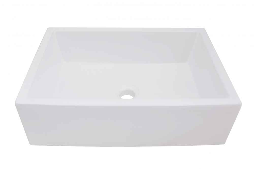 20 x 14.13 in White Rectangle Ceramic Bathroom Vessel Sink, CUPC Certified