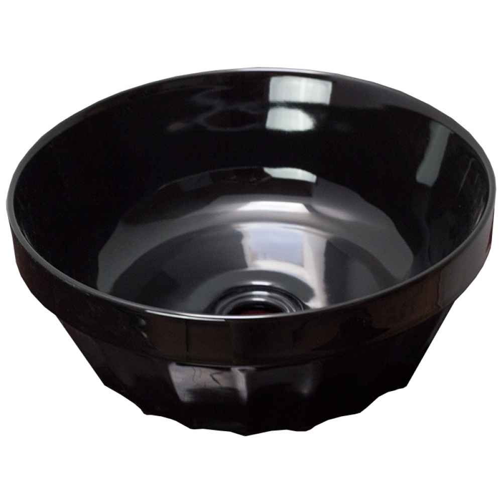 14.09 x 14.09 in Black Round Ceramic Bathroom Vessel Sink