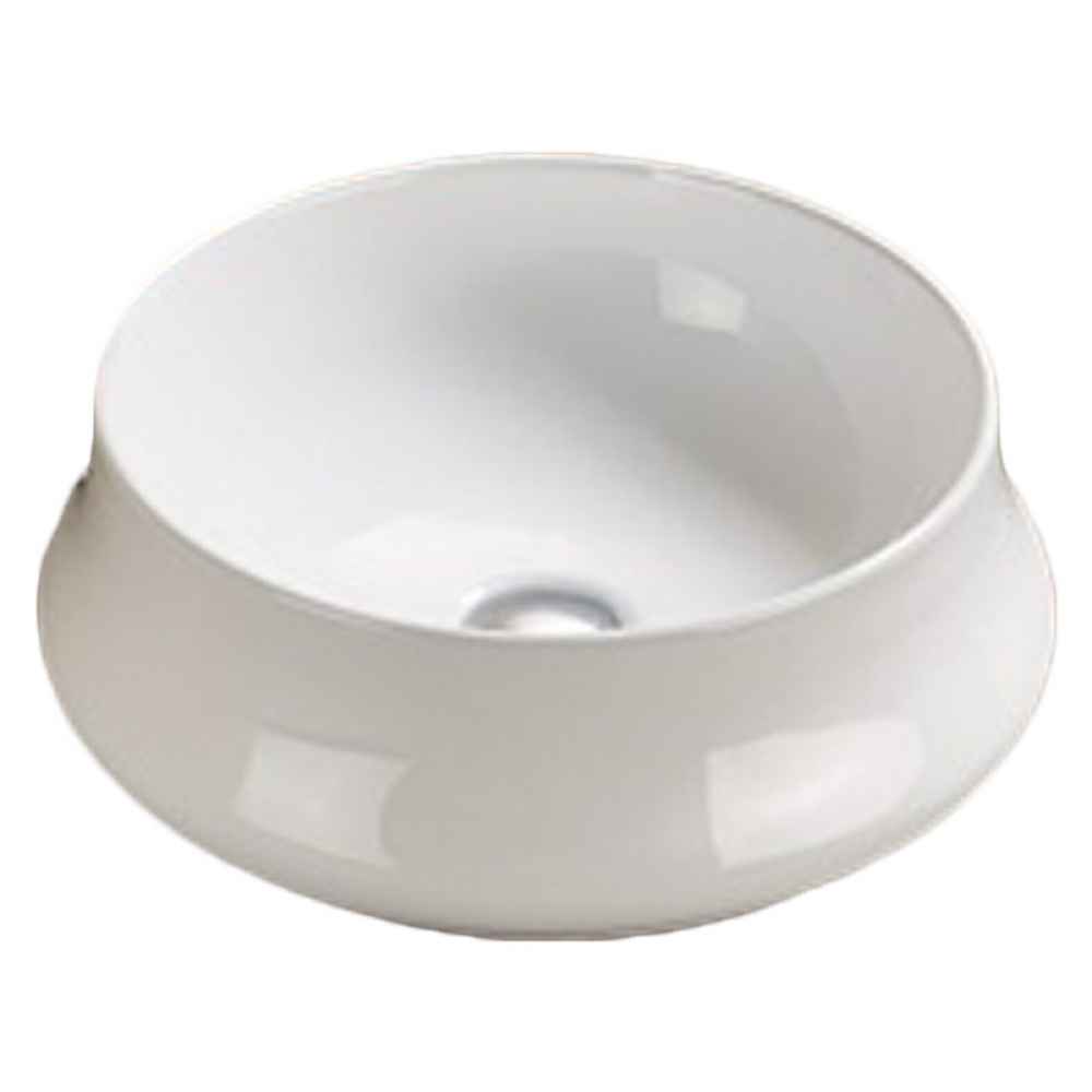 15.35 x 15.35 in White Round Ceramic Bathroom Vessel Sink