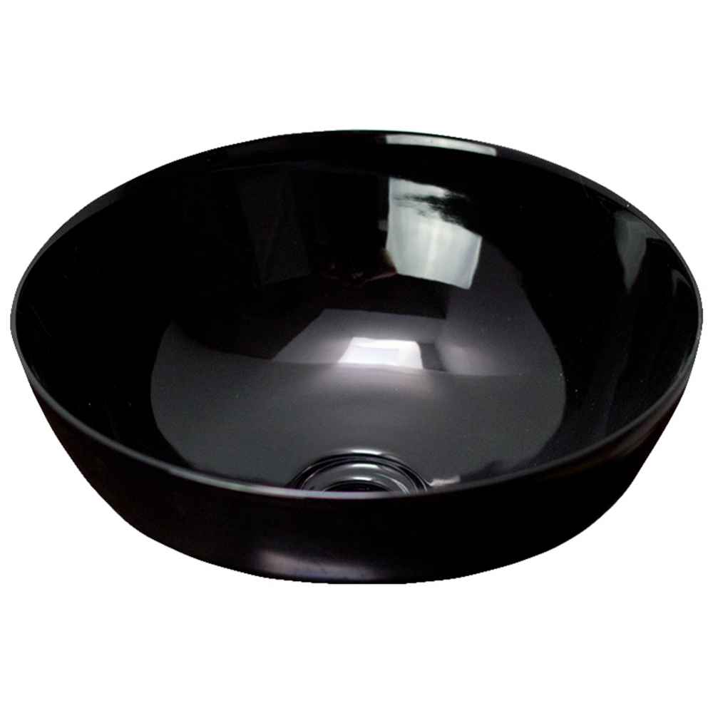 14.09 x 14.09 in Black Round Ceramic Bathroom Vessel Sink