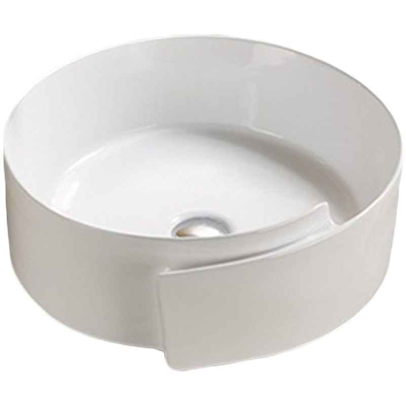 17.32 x 17.32 in White Round Ceramic Bathroom Vessel Sink