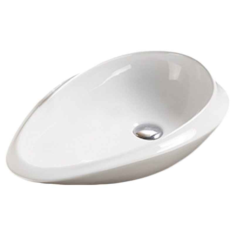24.01 x 14.6 in White Oval Ceramic Bathroom Vessel Sink