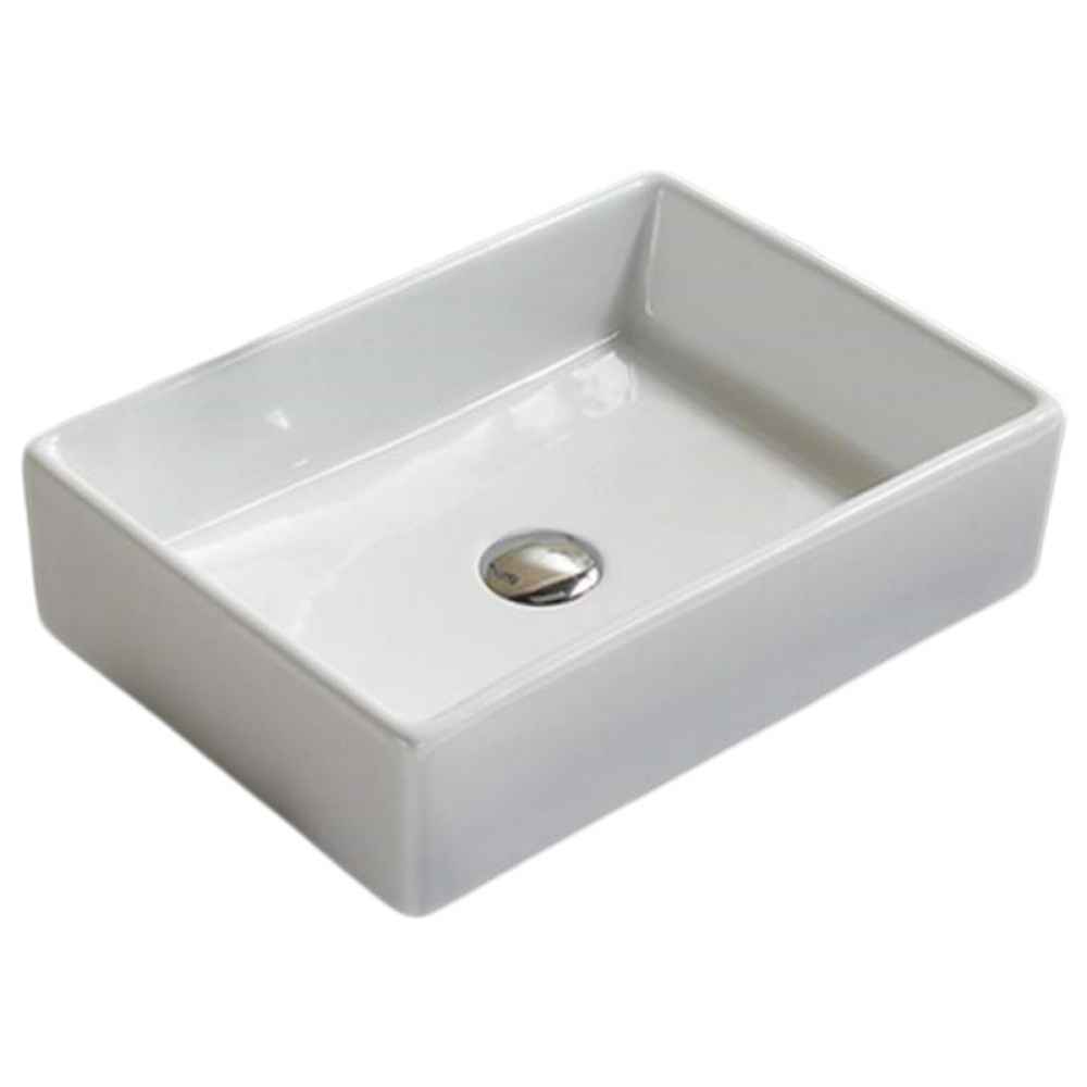 18.5 x 13 in White Rectangle Ceramic Bathroom Vessel Sink