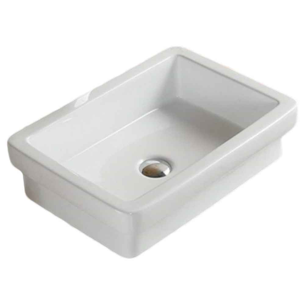 20.5 x 14.6 in White Rectangle Ceramic Bathroom Vessel Sink