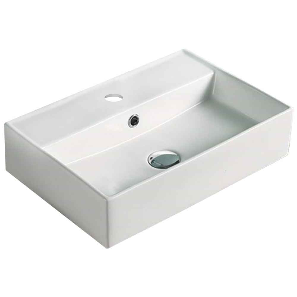 19.7 x 13.8 in White Rectangle Ceramic Bathroom Vessel Sink