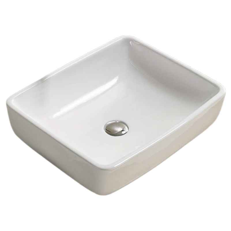18.7 x 15.4 in White Rectangle Ceramic Bathroom Vessel Sink