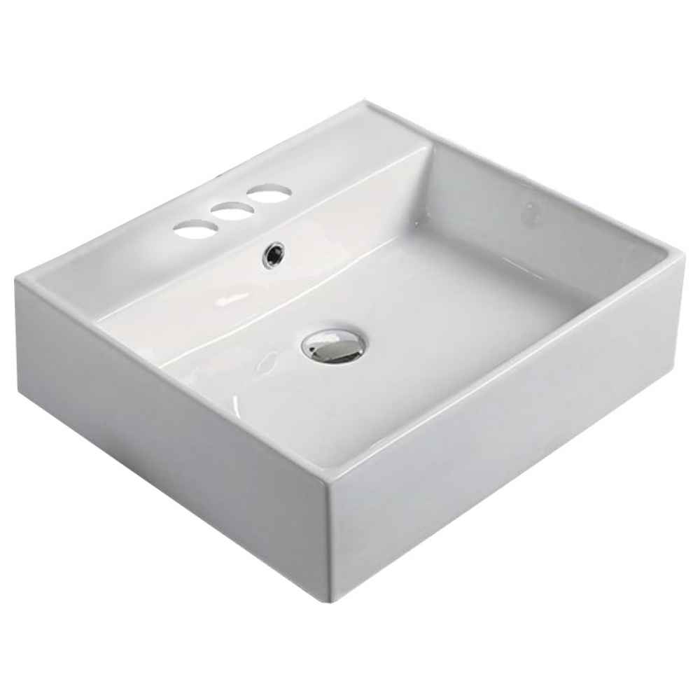 20.7 x 18.1 in White Rectangle Ceramic Bathroom Vessel Sink