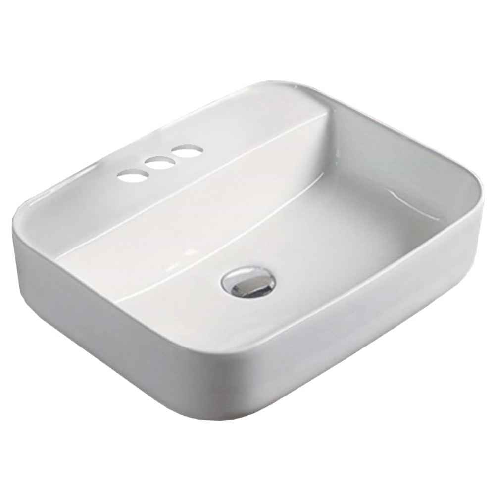 20 x 16 in White Rectangle Ceramic Bathroom Vessel Sink